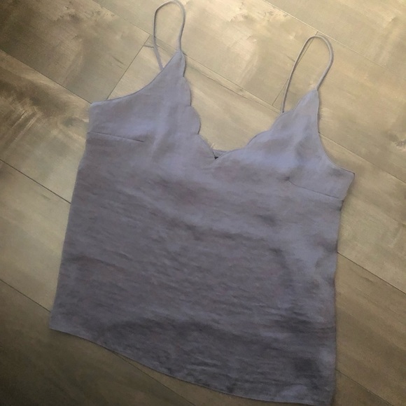 TopShop GREY Scalloped Tank Top - Picture 2 of 4